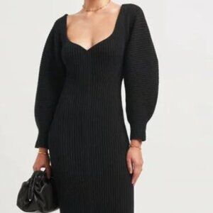 Mara Hoffman Marilyn Ribbed Knit Sculptural Sleeve Sweater Dress